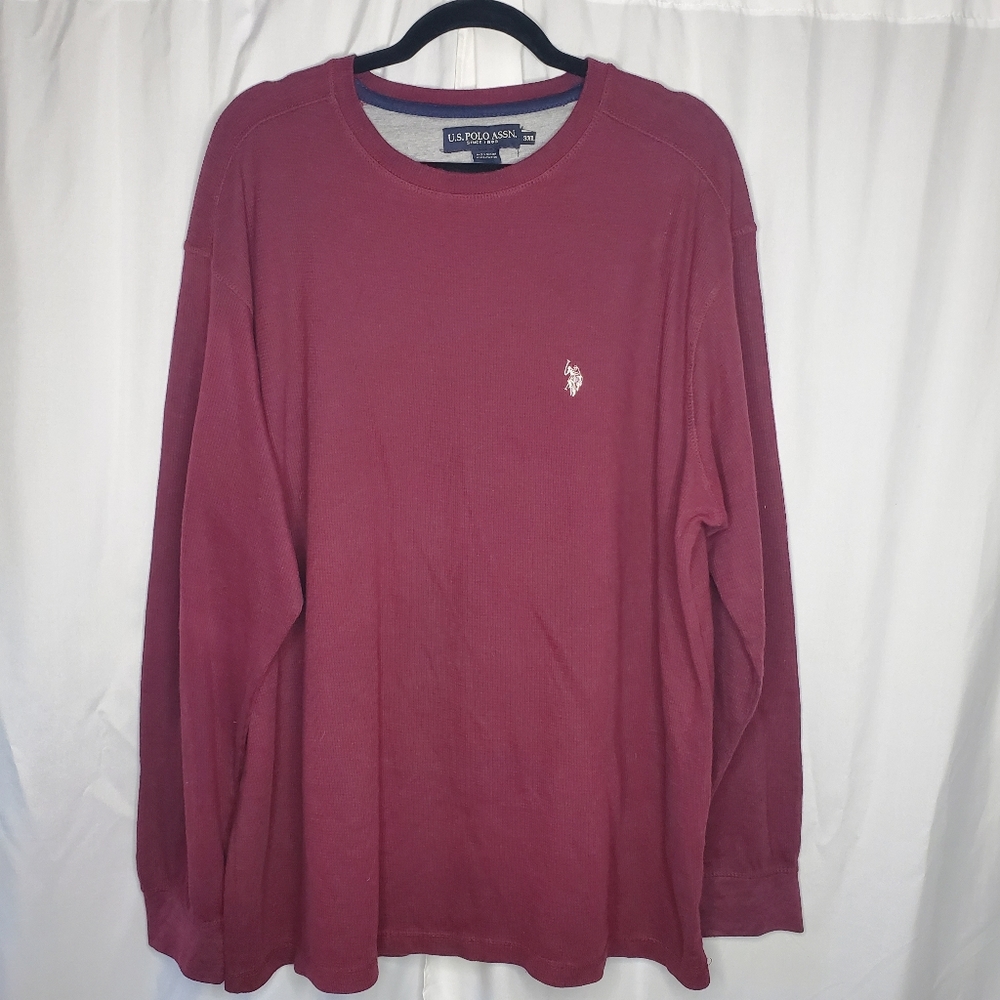 ♧ US Polo Association  Waffle Weave Red Crew Neck Sweatshirt Size 3XL